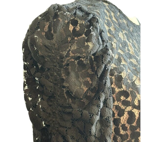 NEW Current/Elliott The Rin Top Black Leopard Lace Sheer LS Womens Sz 1 NWT $248 - Picture 9 of 15